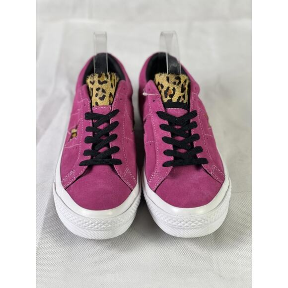 Converse One Star Men's 9 Pink Sneakers Leopard Print Accents - Picture 2 of 8